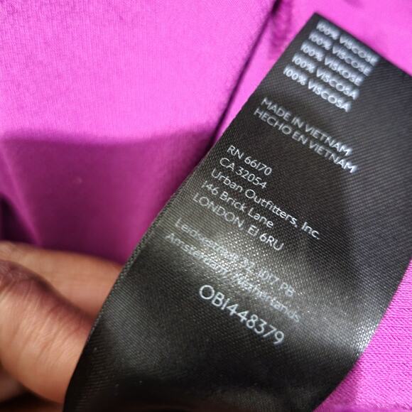 Anthropologie Satin Slip Skirt Purple Magenta Slit Midi Column Viscose Medium - Picture 10 of 14